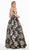 Ashley Lauren - 1395 Deep V-neck Floral Brocade Pleated Ballgown In Multi-Color