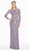 Ashley Lauren - 1453 Sequined Long Sleeve Bateau Sheath Dress In Purple and Multi-Color
