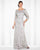 Cameron Blake - 115604SL Illusion Embroidered Lace Gown in Silver
