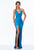 Terani Couture - 151P0055A Sparkling Plunging V Neck Long Dress in Blue