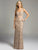 Lara Dresses - Bedazzled V-neck Sheer Overlay Long Sheath Gown 33026 In Neutral