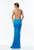 Terani Couture - 151P0055A Sparkling Plunging V Neck Long Dress in Blue
