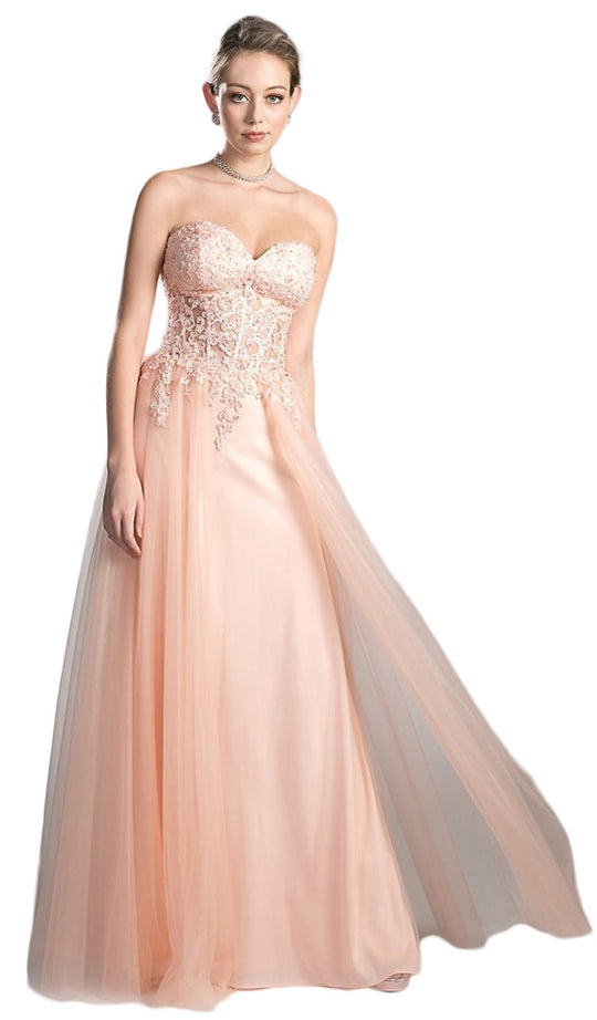 Strapless Floral Lace Sweetheart A-line Dress