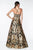 Cinderella Divine - CD0125 Sequined Deep V-neck A-line Gown In Black and Gold