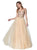 Cinderella Divine - CD0128 Applique Detailed Bodice Tulle A-Line Gown In Neutral