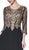 Cinderella Divine - CD0129 Lace Appliqued Bodice Flowy A-Line Chiffon Gown in Black and Gold