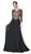 Cinderella Divine - CD0129 Appliqued Bodice Flowy A-Line Gown In Black and Gold