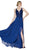 Cinderella Divine - CD0133 Sleeveless V Neck Lace Bodice Chiffon Gown In Blue