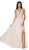 Cinderella Divine - CD0133 Sleeveless V Neck Lace Bodice Chiffon Gown In Neutral