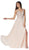 Cinderella Divine - CD0133 Sleeveless V Neck Lace Bodice Chiffon Gown In Neutral