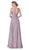 Cinderella Divine - CD0133 Sleeveless V Neck Lace Bodice Chiffon Gown In Purple and Neutral