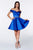 Cinderella Divine - CD0140 Off Shoulder Satin A-Line Dress In Blue