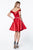 Cinderella Divine - CD0140 Off Shoulder Satin A-Line Dress In Red
