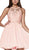 Cinderella Divine - CD0141 Beaded Lace Chiffon Halter Cocktail Dress In Pink