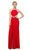 Cinderella Divine - CD019 Metallic Beaded Midriff Cutout Sheath Gown In Red
