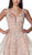 Cinderella Divine - Plunging Illusion Side Lace A-Line Gown CD4091 In Nude