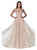 Cinderella Divine - Plunging Illusion Side Lace A-Line Gown CD4091 In Nude