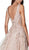 Cinderella Divine - Plunging Illusion Side Lace A-Line Gown CD4091 In Nude