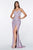 Cinderella Divine - CE0019 Long Glitter Metallic High Slit Dress In Pink and Purple