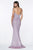 Cinderella Divine - CE0019 Long Glitter Metallic High Slit Dress In Pink and Purple