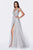 Cinderella Divine - CE0020 Lace Scalloped V-neck Tulle A-line Gown In Silver
