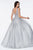 Cinderella Divine - CE0020 Lace Scalloped V-neck Tulle A-line Gown In Silver