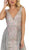 May Queen - RQ7595 Embellished Deep V-neck A-line Gown in Silver