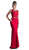 Cinderella Divine - CF115 Sleeveless Lace Stretch Knit Sheath Dress In Red