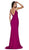Cinderella Divine - CF329 Plunging Bodice Front Slit Mermaid Gown In Purple