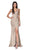 Cinderella Divine - CF332 Plunging V-neck Glitter Trumpet Dress In Neutral