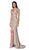 Cinderella Divine - CF332 Plunging V-neck Glitter Trumpet Dress In Neutral
