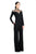 Tadashi Shoji - Long Sleeve Tattoo Motif Illusion Jumpsuit In Black and Neutral