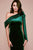 Tadashi Shoji - Asymmetric Drape One Shoulder Velvet Gown In Green