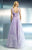 Beside Couture - CH1643 Floral Pleated A Line Evening Gown in Purple