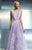 Beside Couture - CH1643 Floral Pleated A Line Evening Gown in Purple