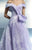 Beside Couture - CH1644 Wide Pleated Off Shoulder Long Gown in Purple