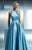 Beside Couture - CH1645 Halter Neck Satin Pleated Long Gown in Blue