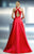 Beside Couture - CH1646 Deep Halter Satin Evening Gown  in Red