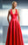 Beside Couture - CH1646 Deep Halter Satin Evening Gown  in Red
