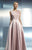 Beside Couture - CH1647 Sleek Bateau Structured Long Gown in Pink