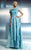 Beside Couture - CH1648 Asymmetrical Pleated Evening Gown in Blue