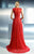 Beside Couture - CH1650 Bateau Neckline Sheer Evening Gown in Red
