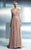 Beside Couture - CH1656 Ornate V-Neck Pleated Gown in Pink