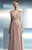 Beside Couture - CH1656 Ornate V-Neck Pleated Gown in Pink