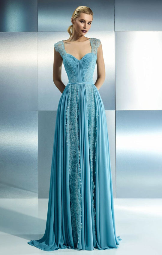 Beside Couture - CH1657 Ruched Sweetheart Neckline Gown in Blue