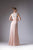 Cinderella Divine - CH525 Bateau Neckline Ruched Empire Waist Gown In Neutral and Pink