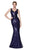 Cinderella Divine - CH552 Sequined Deep V-neck Trumpet Dress In Blue