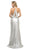 Cinderella Divine - CH555 Sequined Deep V-neck Trumpet Dress In Silver