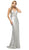 Cinderella Divine - CH555 Sequined Deep V-neck Trumpet Dress In Silver