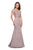 La Femme - 26806 Short Sleeve Embroidered Bodice Ruched Mermaid Gown In Neutral